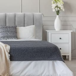 Respaldo de Cama Tubular Vertical Felpa Gris Plata - Super King