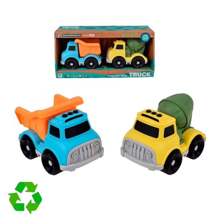 Set de 2 Camiones de Construccion Material Reciclado