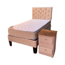 Cama HVM 15P Beige Respaldo velador Pmadera