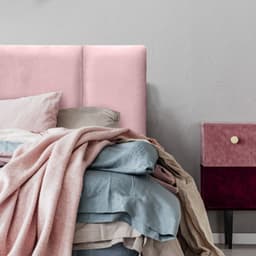 Respaldo de Cama Block Felpa Rosado Claro - Queen