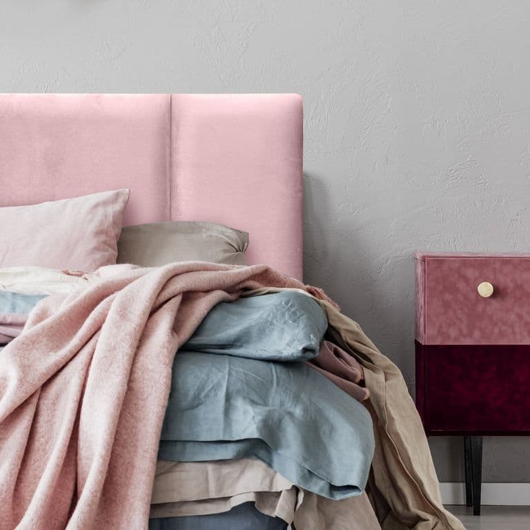 Respaldo de Cama Block Felpa Rosado Claro - Queen
