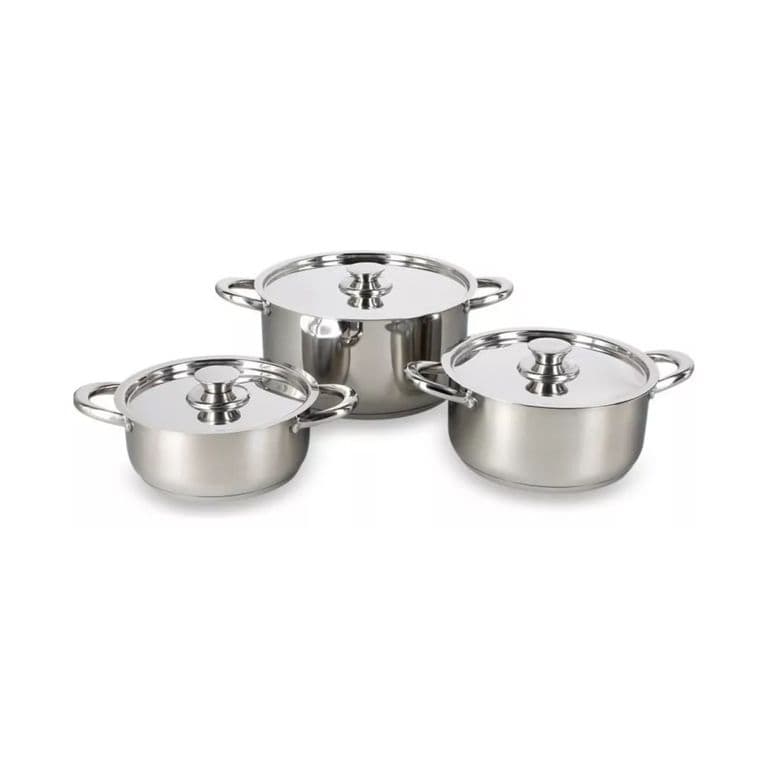 Juego Bateria 6 Piezas Olla Cocina Acero Inoxidable Plateado