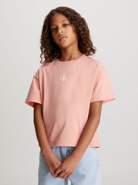 Polera Nina Ck Logo Boxy Rosado TZZ Rosa 4