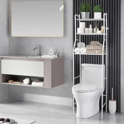 Estante Organizador De Bano Sobre Inodoro Tres Niveles Mueble Blanco Rack Organizador FIGO STORE