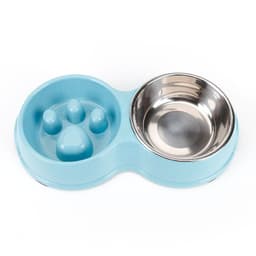 Plato Comida agua Mascotas Anti-ansiedad Perro Gato Azul