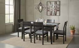 Comedor 6 Sillas Vendetta negro tapiz gris