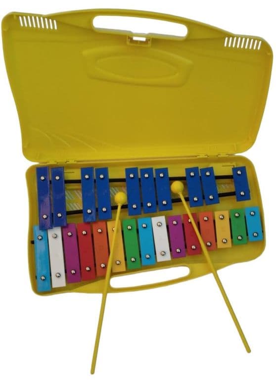 Metalofono Cromatico 25 Notas con Baquetas - Amarillo