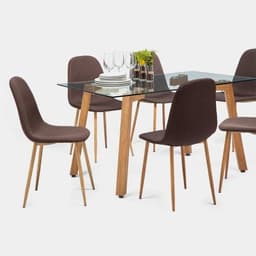Comedor mesa Jockey natural + 6 sillas Cross naturalcafe