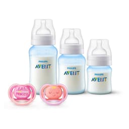Set 3 Mamaderas Blue + 2 chupetes 6-18m Pink Sin BPA
