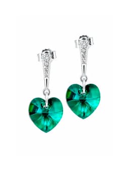 Aros Romance Plata 925 creado con cristales de Swarovski Emerald Verde TALLA UNICA