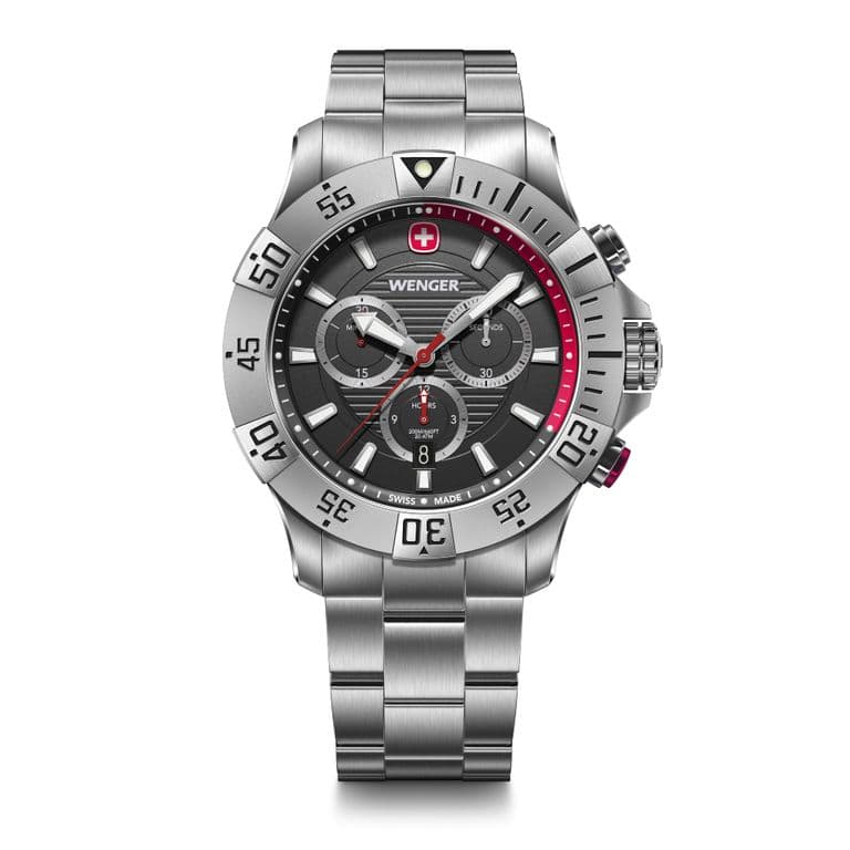 Reloj Seaforce Chrono correa acero inox dial negro 43 mm Negro TALLA UNICA