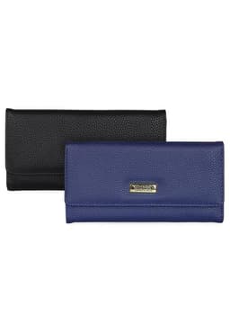 2 Billeteras de mujer Fidelia negra y azul Azul TALLA UNICA