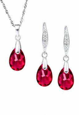 Conjunto Milan Plata 925 creado con cristales de Swarovski Scarlet Rojo Escarlata 1