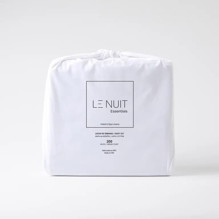 Sabanas King 100% Algodon Percale 200 Hilos Essentials Liso Blanco