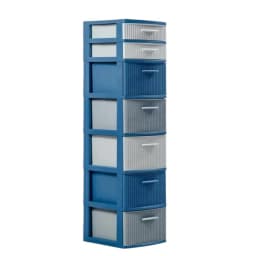 Cajonero 7 Niveles Space Azul Blanco tipo Rattan MQ