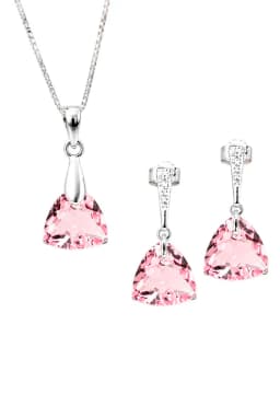 Conjunto Camila Plata 925 creado cristales de Swarovski Light Rose Rosa TALLA UNICA
