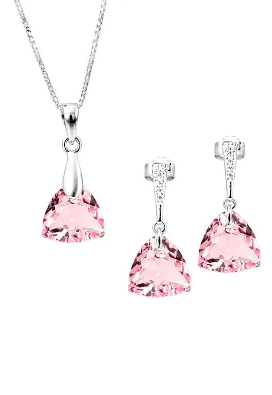 Conjunto Camila Plata 925 creado cristales de Swarovski Light Rose Rosa TALLA UNICA