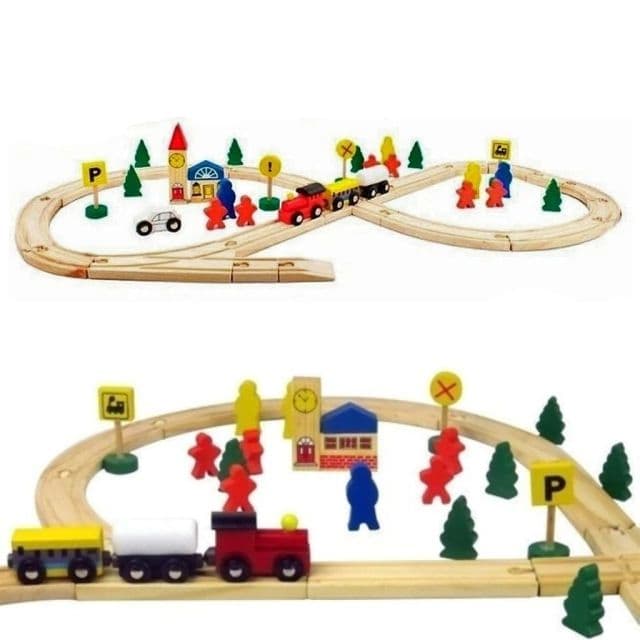 Pista de Trenes de Madera 48 piezas