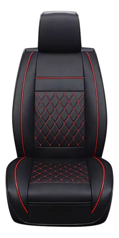 Funda Asiento Auto Premium Eco Cuero Lisboa Negro y Rojo