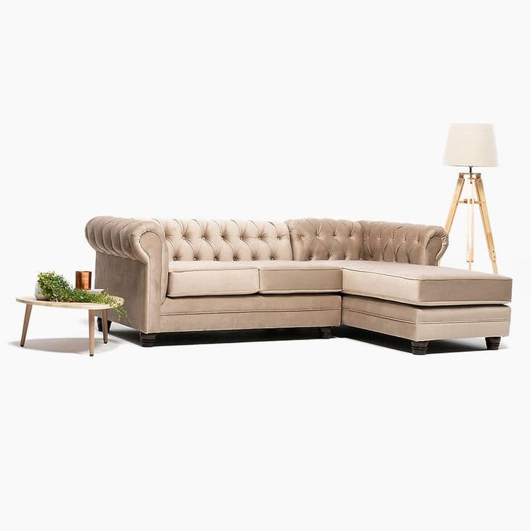 SECCIONAL CHESTERFIELD DERECHO BEIGE...