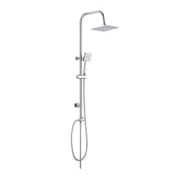 Columna Ducha Plato Llave Monomando 2 en 1 Moderno Cuadrado - Plateado