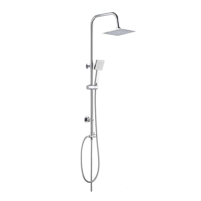 Columna Ducha Plato Llave Monomando 2 en 1 Moderno Cuadrado - Plateado