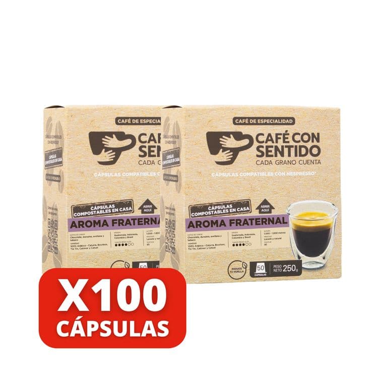 Cafe Aroma Fraternal - 100 capsulas Nespresso compatibles