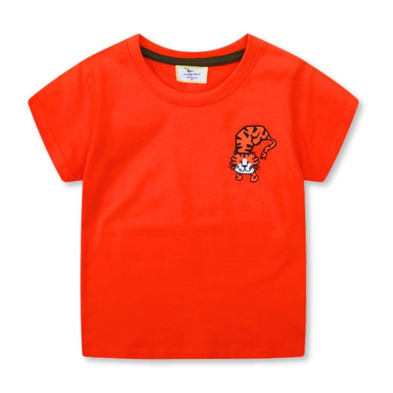 Polera Nino Algodon Manga Corta Rojo Tigre Rojo 2