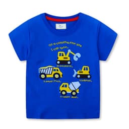 Polera Nino Algodon Manga Corta Autos Amarillos Azul 7