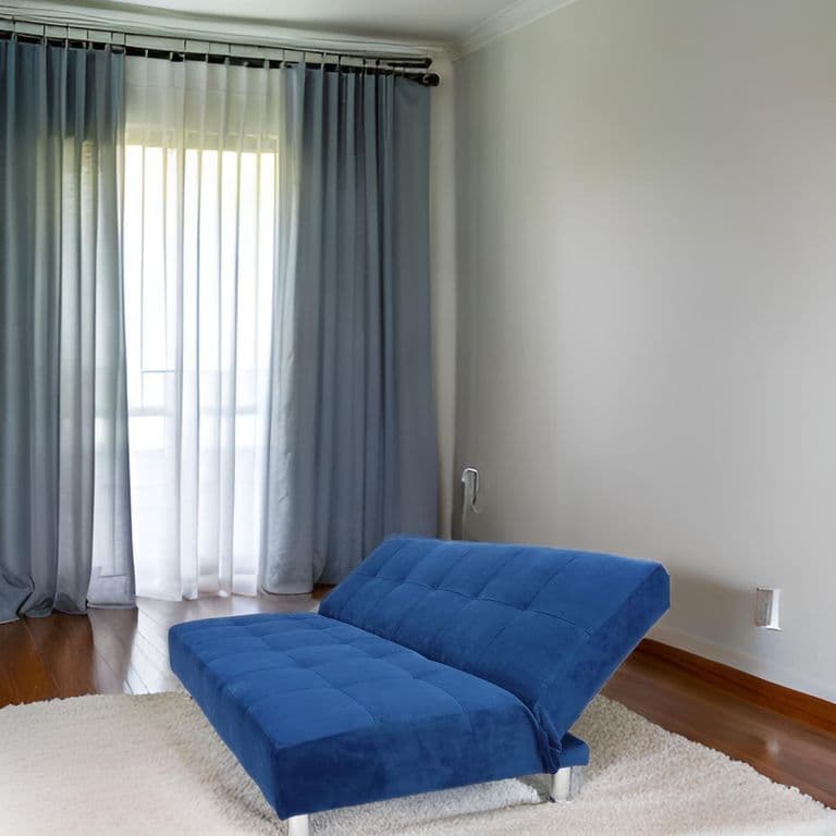 SOFA CAMA NEW AZUL FELPA