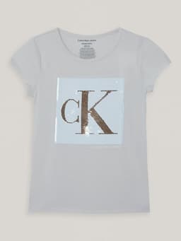 Polera Nina Monogram Sequin Blanco Blanco L