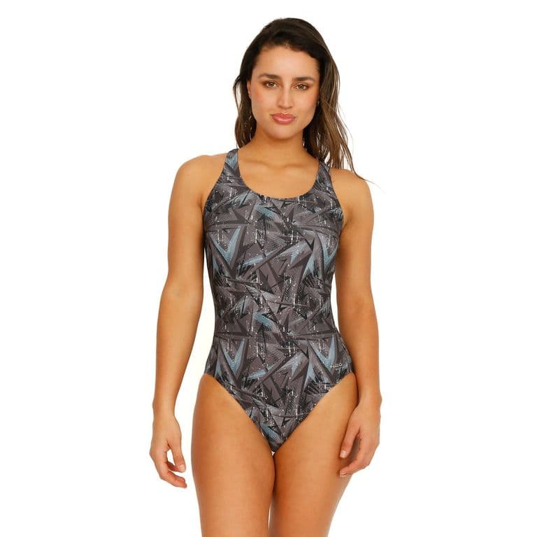 Traje de Bano Mujer Deportivo Estampado - Negro Negro XL