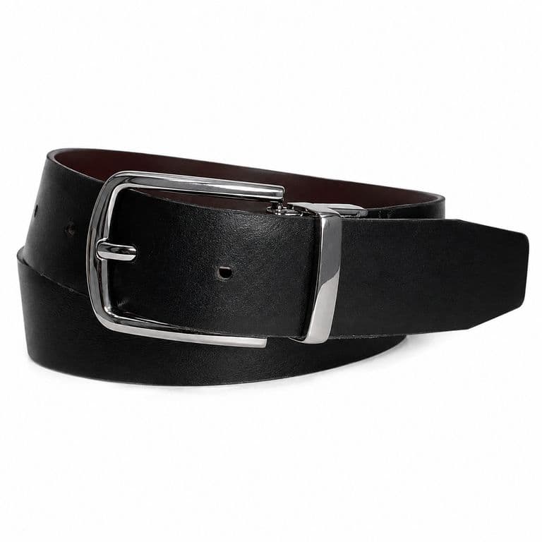 Cinturon Casual Edwards 100% Cuero Natural Reversible Negro-Cafe Cafe M