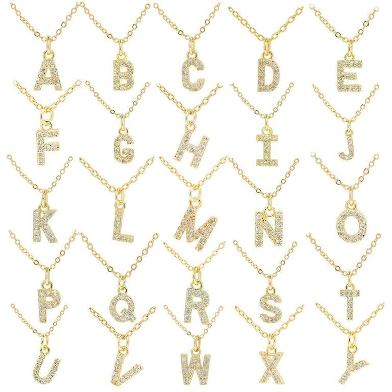 Collar Bano Oro 18k Letra Inicial Brillitos U Dorado TALLA UNICA