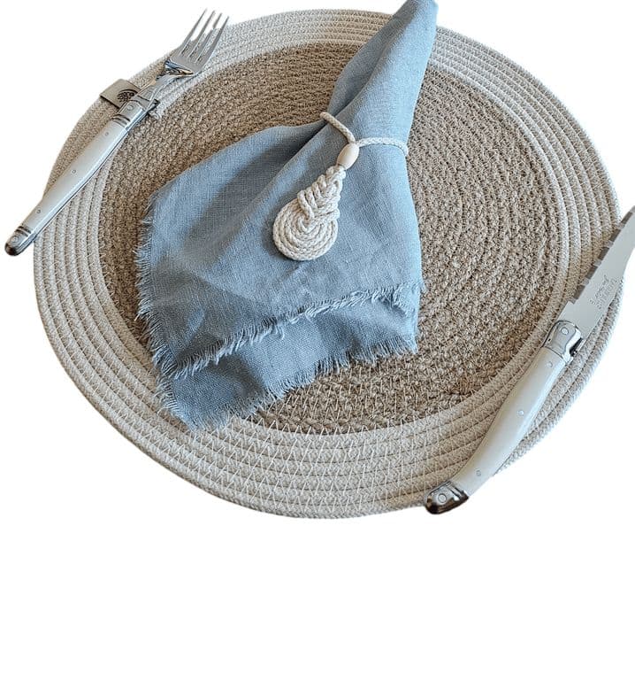 Set 6 Individuales de Mesa Terraza Mantel Fibra Natural Yute Algodon 33 cm Redondo
