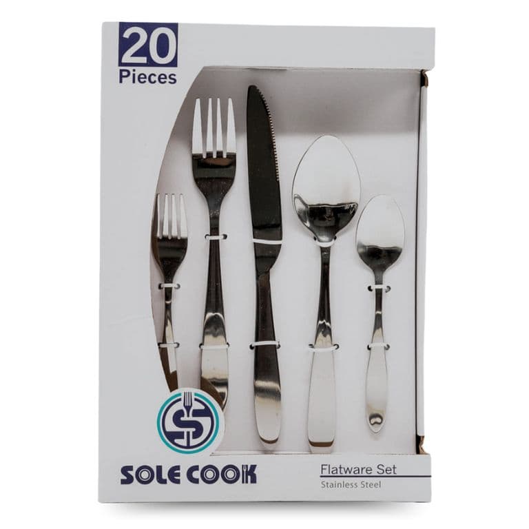 Juego de Cubiertos Acero Inoxidable 20pza elegante y moderno plateado