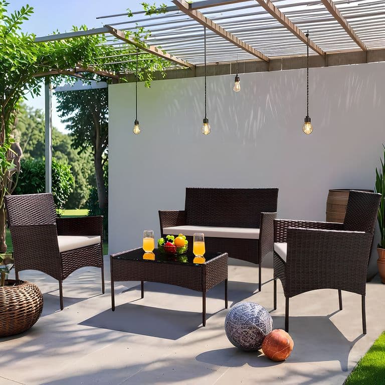Juego de Living de Terraza Brisa 4 Piezas para Exterior Marron