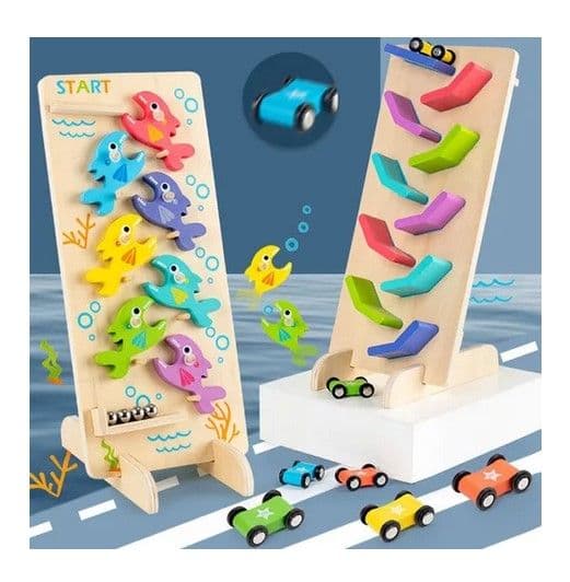 Juego Deslizamiento Autos y Bolitas Peces 2 en 1
