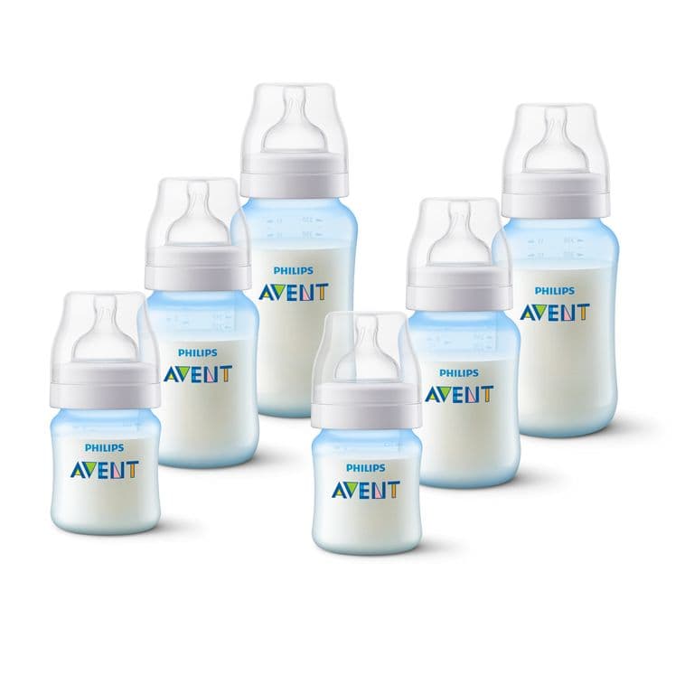 Pack 6 mamaderas Anticolic 125ml,260ml,330ml Libre de BPA