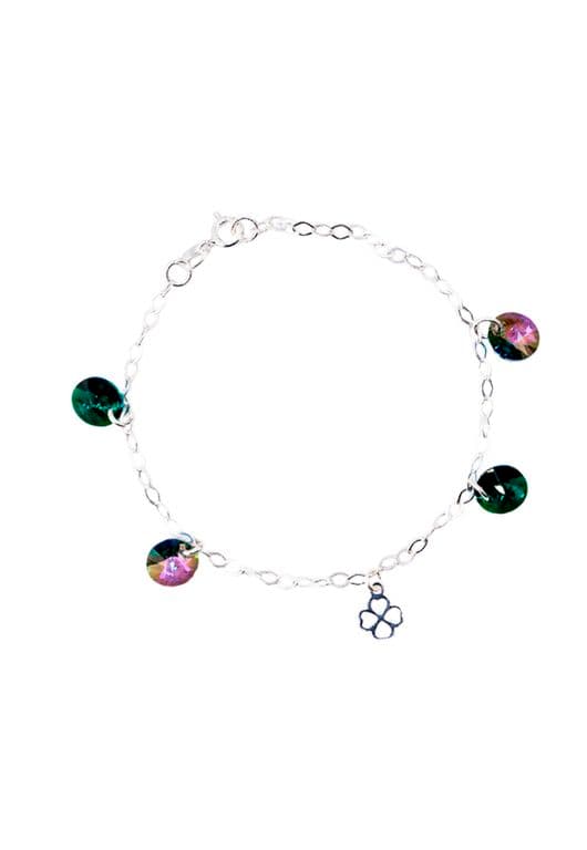 Pulsera Lucky Plata 925 creado con cristales de Swarovski Emerald Plateado TALLA UNICA