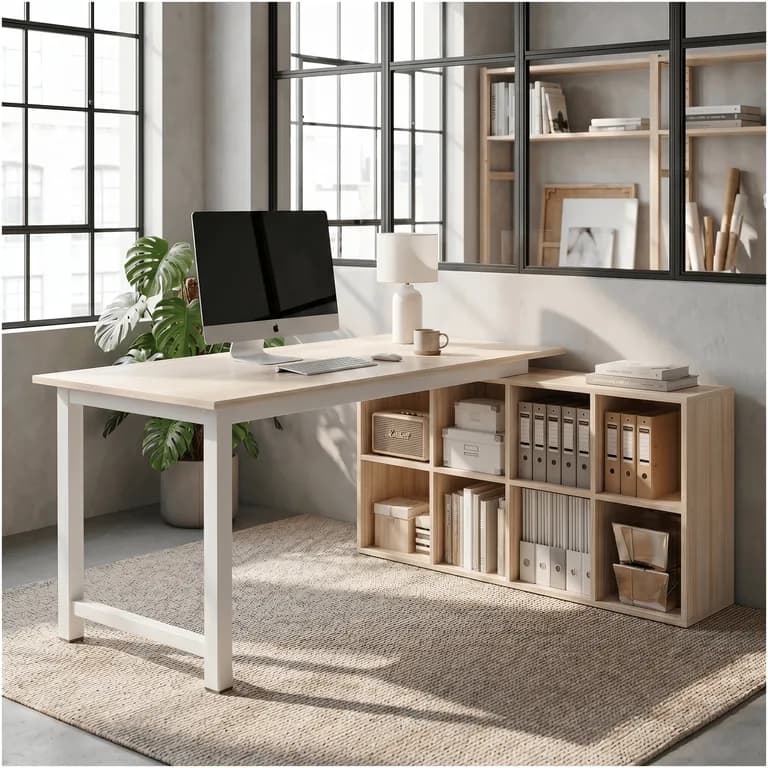 Escritorio Forma L Oficina Con Cajonera Intercambiable 140cm
