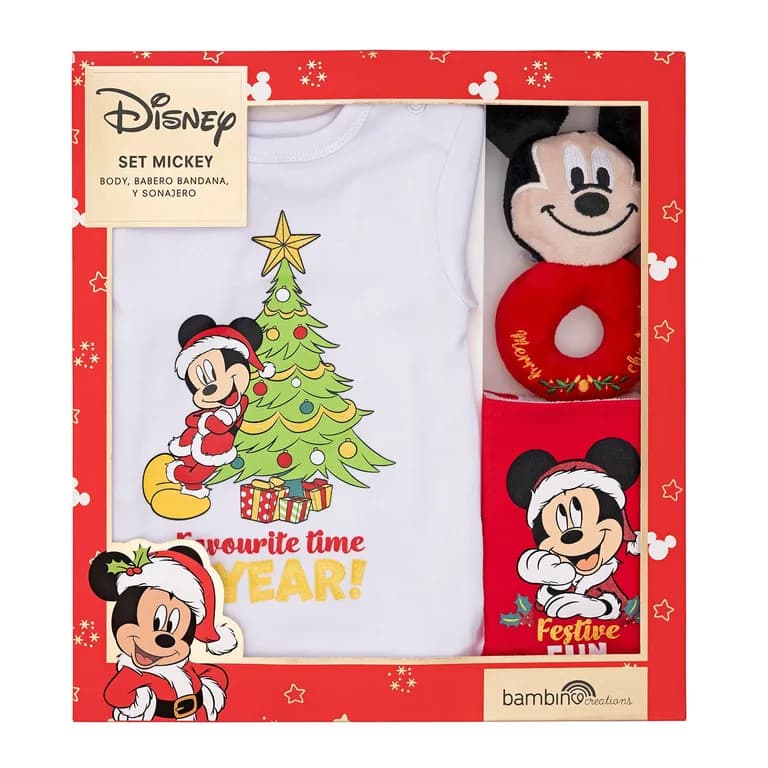 Set 3 Piezas Navidad Disney Rojo Nino Mickey 9-12 Meses Rojo 9-12 MESES