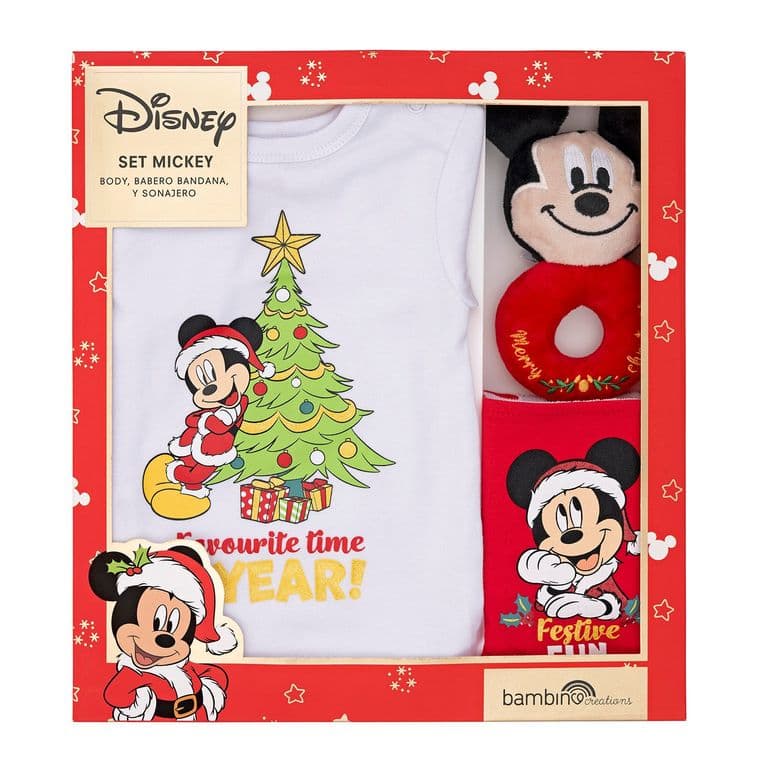 Set 3 Piezas Navidad Disney Rojo Nino Mickey 0-3 Meses Rojo 0-3 MESES