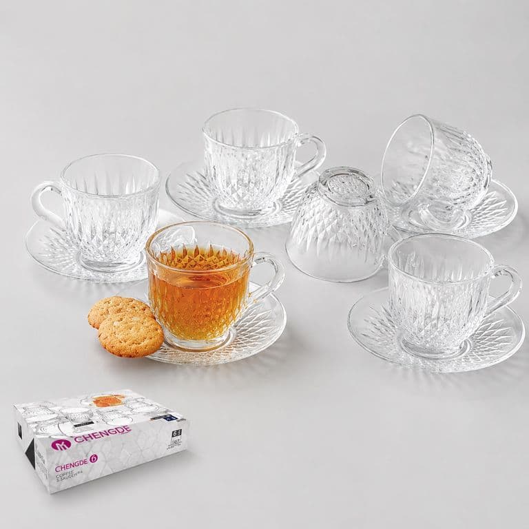 Juego Tazas de Cafe Modelo Clear