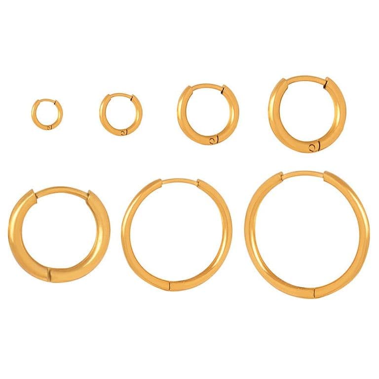 Aros Bano Oro 18k Argollas Lisas 9mm Dorado TALLA UNICA
