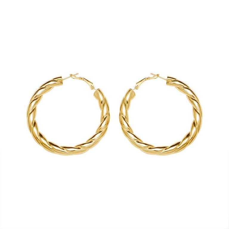 Aros Bano Oro Amarillo 18k Enroscados M Dorado TALLA UNICA