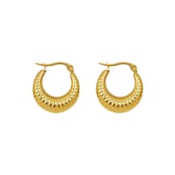 Aros Bano Oro Amarillo 18k Botes Croisant Dorado TALLA UNICA
