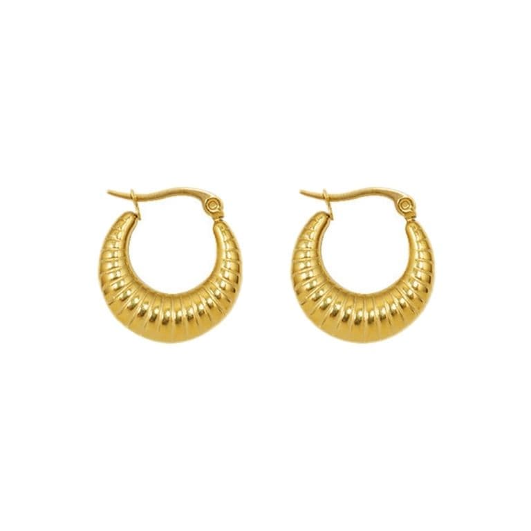 Aros Bano Oro Amarillo 18k Botes Croisant Dorado TALLA UNICA