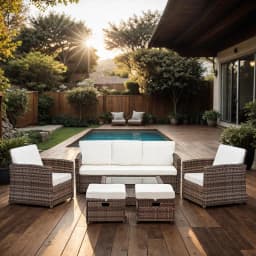 Juego de Living de Terraza lbiza 7 Personas - Modernos Marron