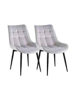 Pack de 2 Silla Comedor Terciopelo Cuadros Gris oscuro